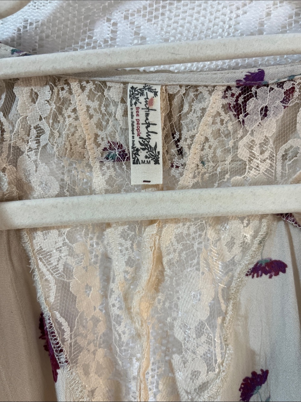 Free People Intimately Floral Ruffled Bodysuit with Ruffles and Lace Trim M - Picture 2 of 8